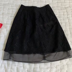 Black, lace midi length skirt